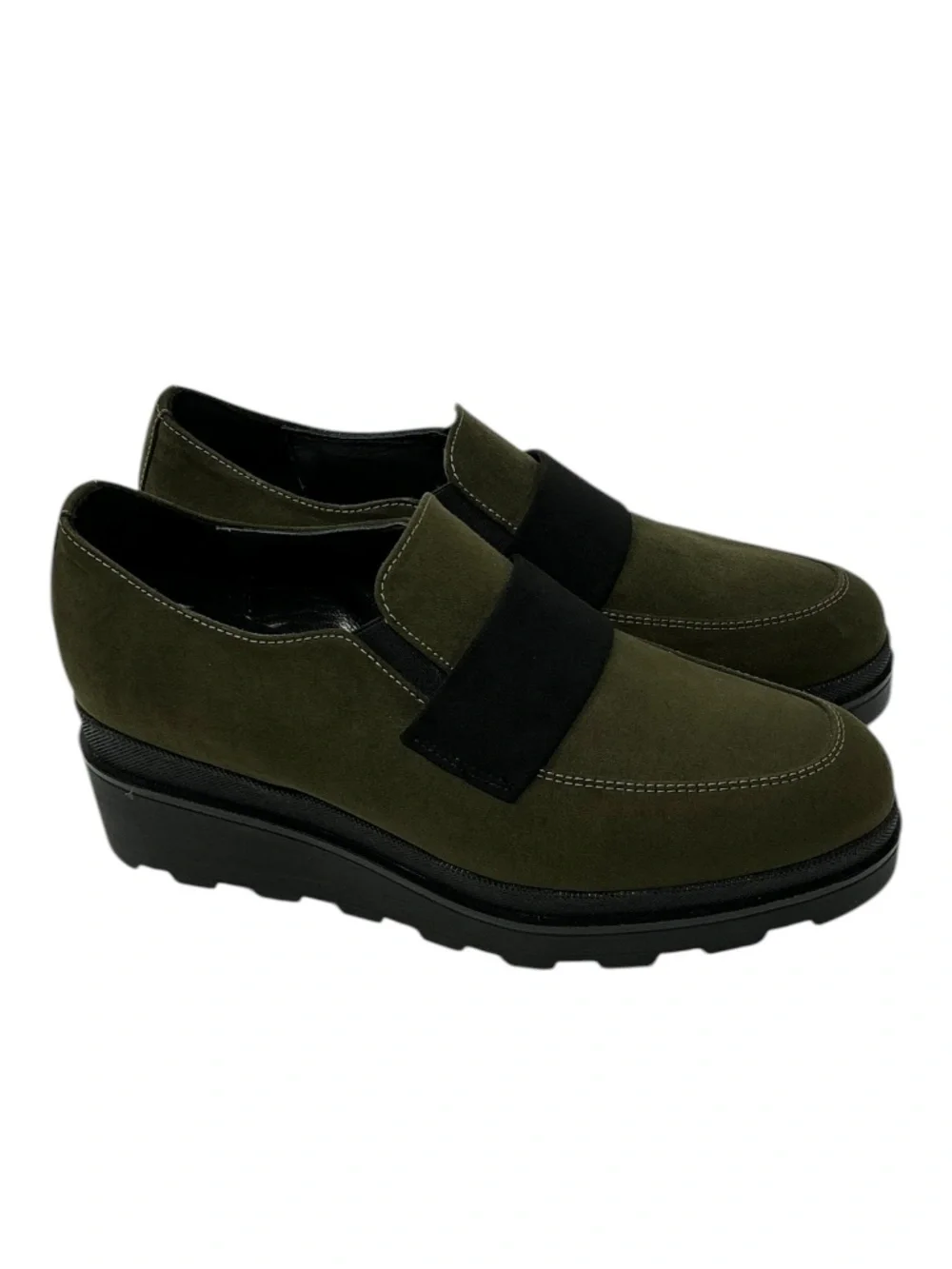 Ateliers Herald Wedge Loafer Green Suede Platform